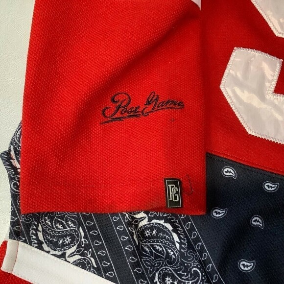 Post Game Large Biggie Smalls Red Black Hockey Jersey 92 Notorous B.I.G Wallace - Picture 9 of 12